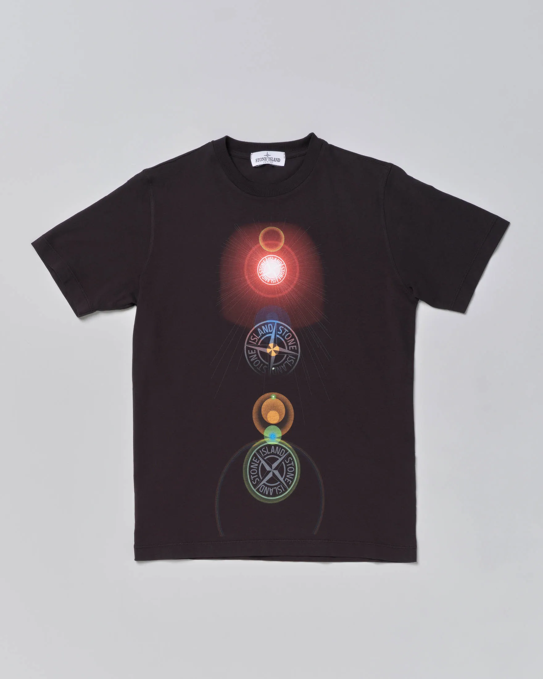 Black Half-Sleeve T-shirt with Maxi Front Graphic Print of Planets 8 Years
