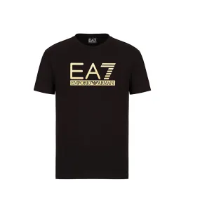 EA7 Black Half Sleeve Armani T-Shirt Gold Logo