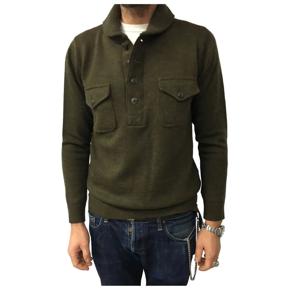 GRP Military Green Melange Men's Wool Sweater Made in Italy