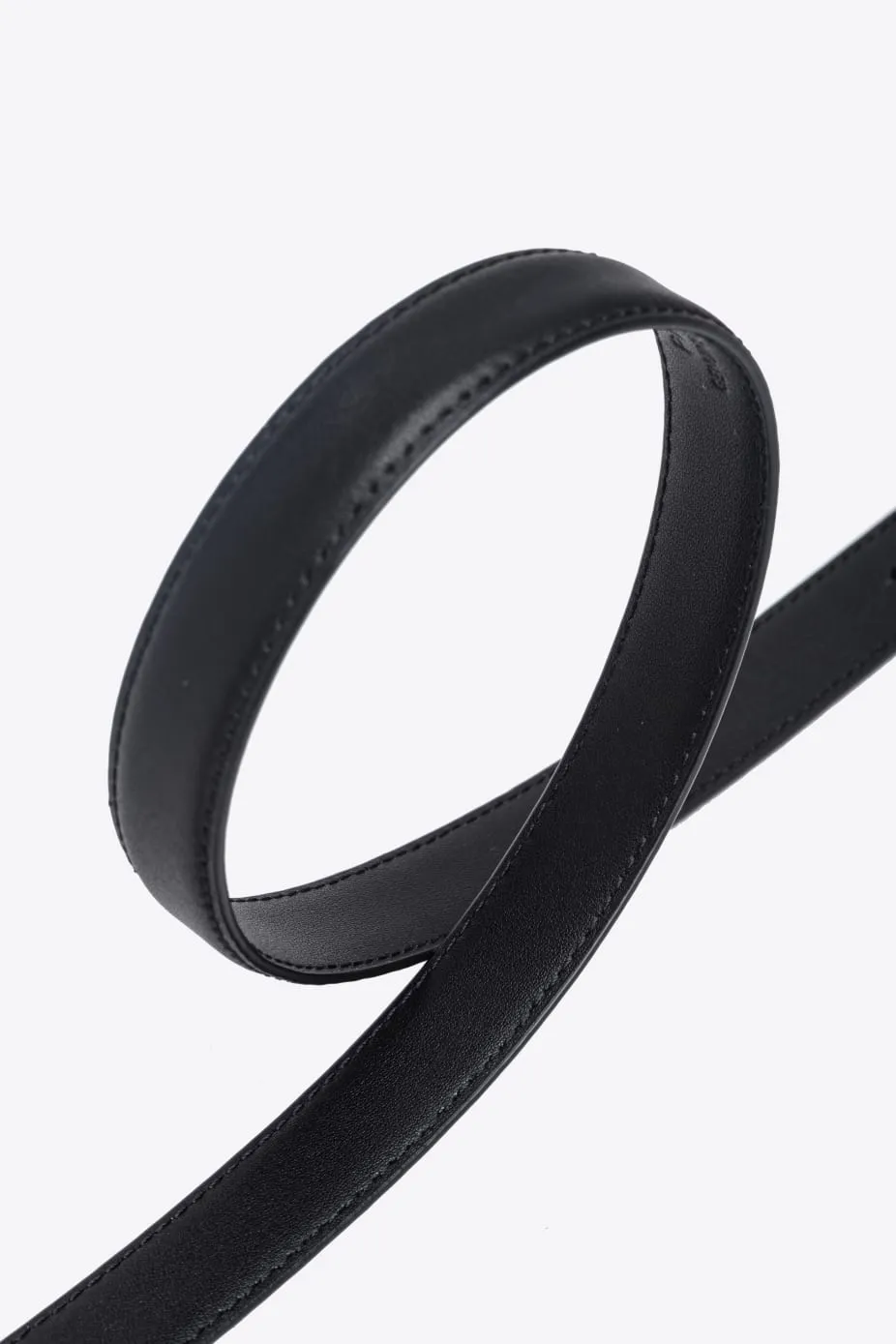Love Birds Thin Belt in Color Block Leather 2 cm / Black