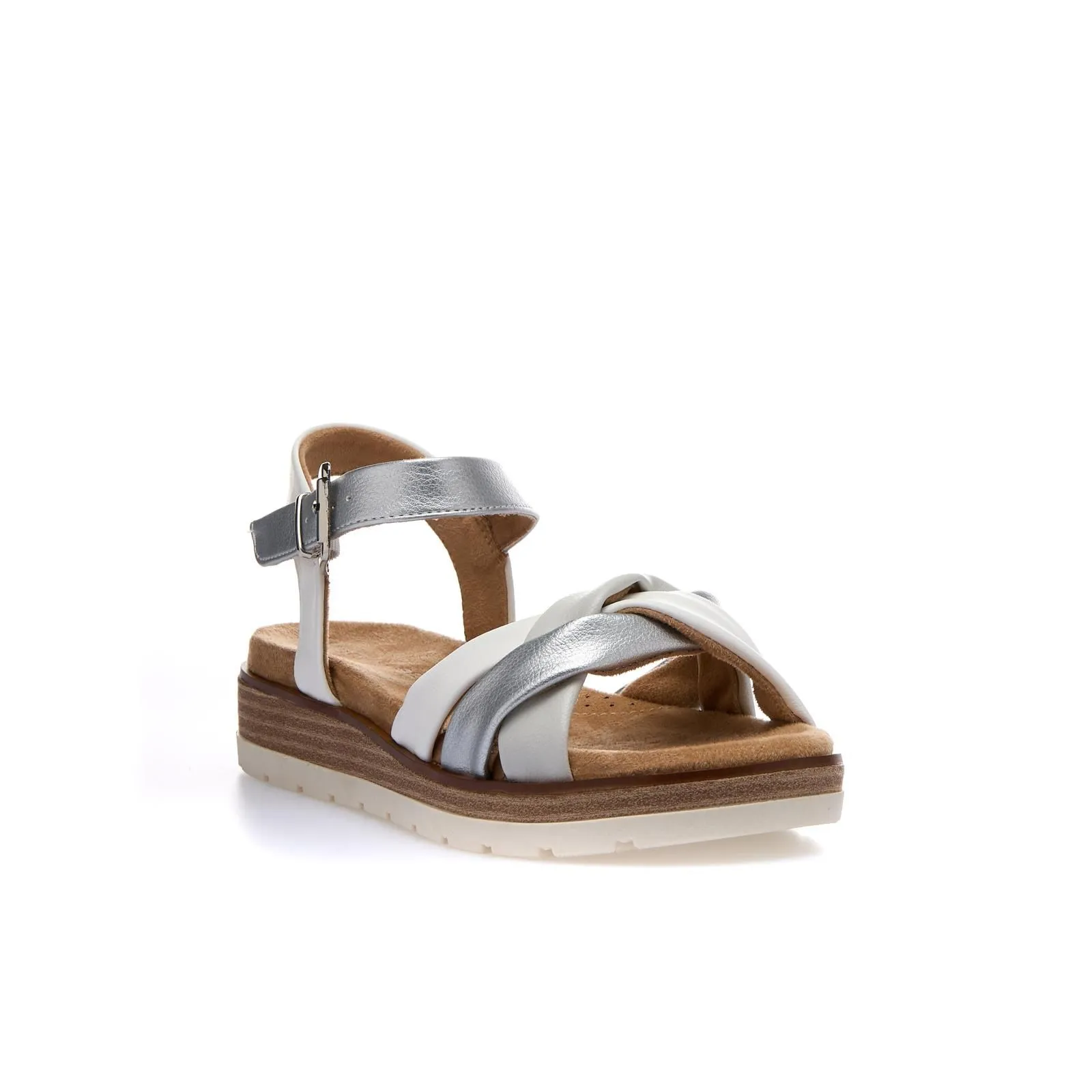 White Casual Sandals with Silver Details